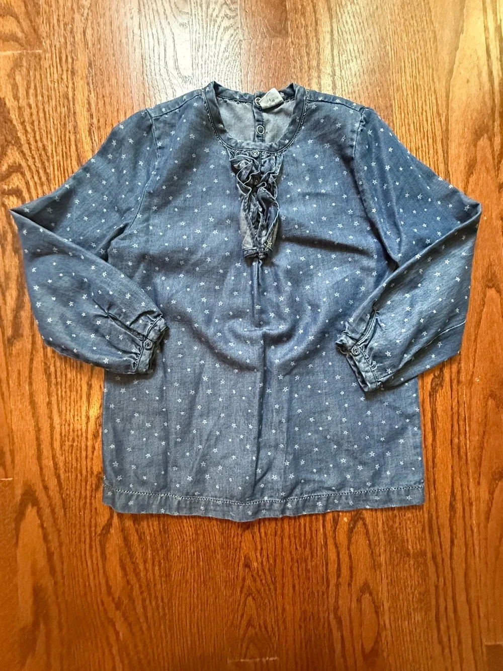 Egg Denim Star Print Ruffle Front Top 5 Years